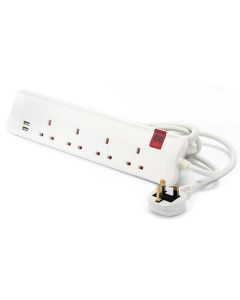 Legrand Extension 4 Way, 2 USB 3m White (698530)