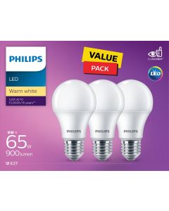 Philips LED Non Dimmable Bulb 9W E27 3000K 3PCS (PHI-929002299286)